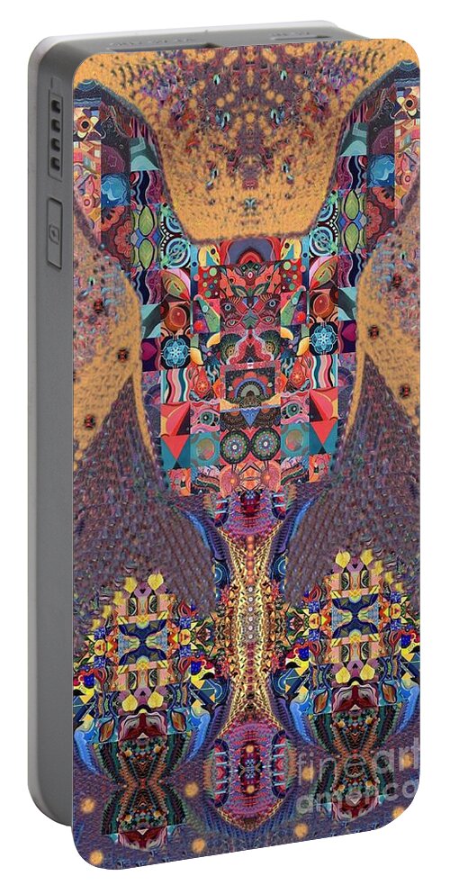 Tjod Wild Hare 1 Full Portrait By Helena Tiainen Portable Battery Charger featuring the painting TJOD Wild Hare 1 Full Portrait by Helena Tiainen