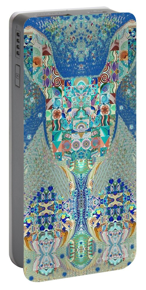 Tjod Wild Hare 2 Full Portrait By Helena Tiainen Portable Battery Charger featuring the painting TJOD Wild Hare 2 Full Portrait by Helena Tiainen