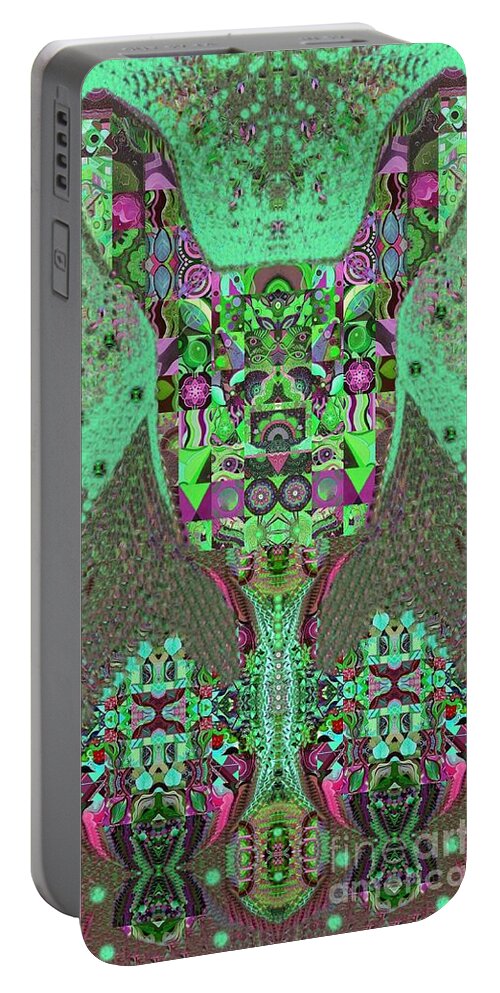 Tjod Wild Hare 3 Full Portrait By Helena Tiainen Portable Battery Charger featuring the painting TJOD Wild Hare 3 Full Portrait by Helena Tiainen
