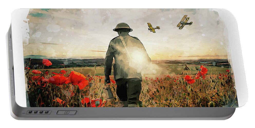 Soldier Poppies Portable Battery Charger featuring the digital art To End All Wars by Airpower Art