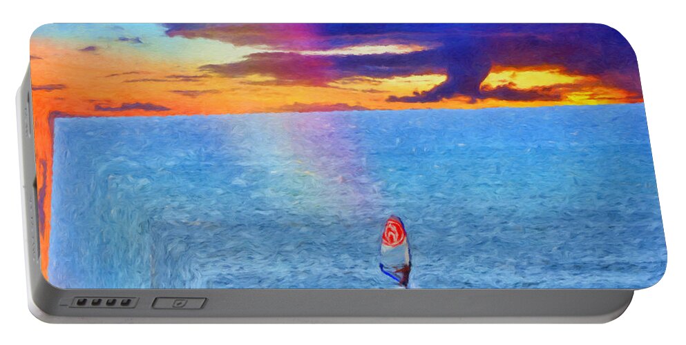 Seascape Portable Battery Charger featuring the painting To The Edge by Trask Ferrero