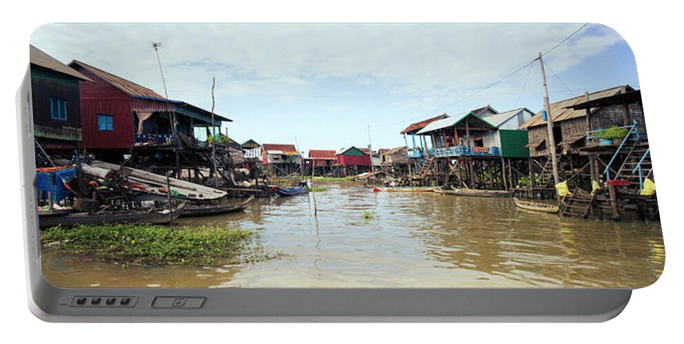 Panoramic Portable Battery Charger featuring the photograph Tonlesap lake cambodia floating village kampong khleang 2 by Sonny Ryse