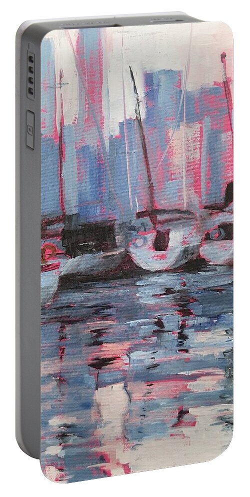 Toronto Harbour Portable Battery Charger featuring the painting Toronto Harbour by Sheila Romard