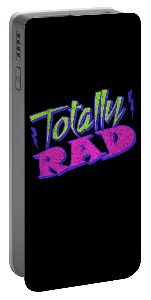 Funny Portable Battery Charger featuring the digital art Totally Rad Retro 80s by Flippin Sweet Gear