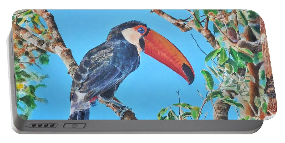 Toucan Portable Battery Charger featuring the painting Toucan by John Neeve