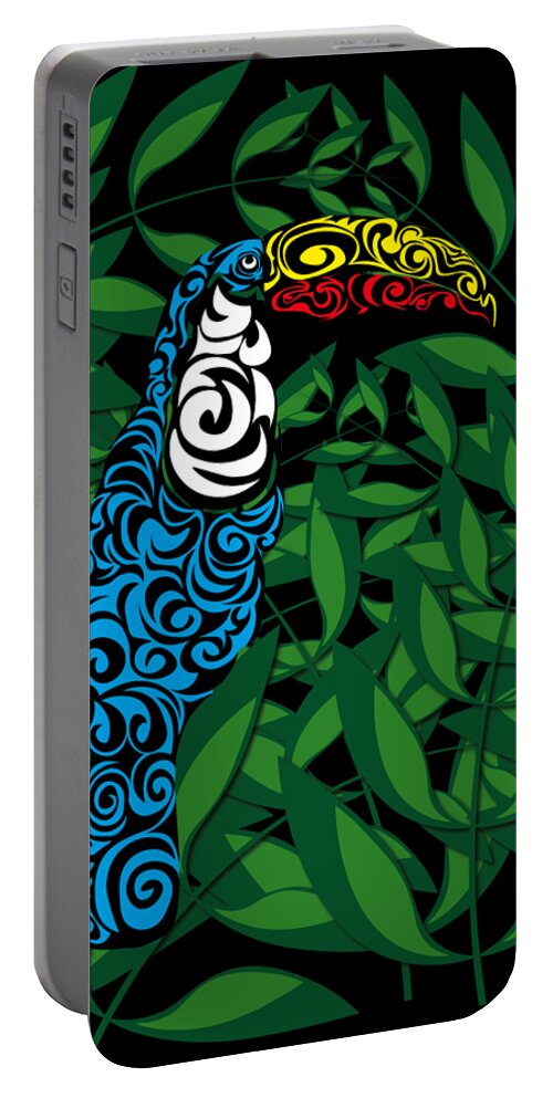Toucan Portable Battery Charger featuring the digital art Toucan by Piotr Dulski
