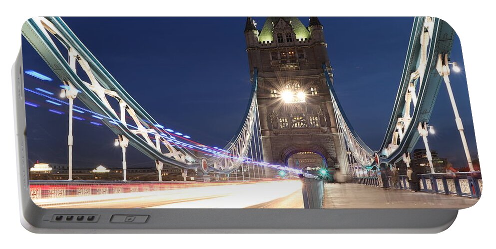 Sky Portable Battery Charger featuring the photograph Tower bridge in midnight by Vaclav Sonnek