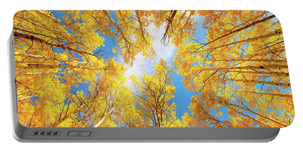 Aspens Portable Battery Charger featuring the photograph Towering Aspens by Darren White
