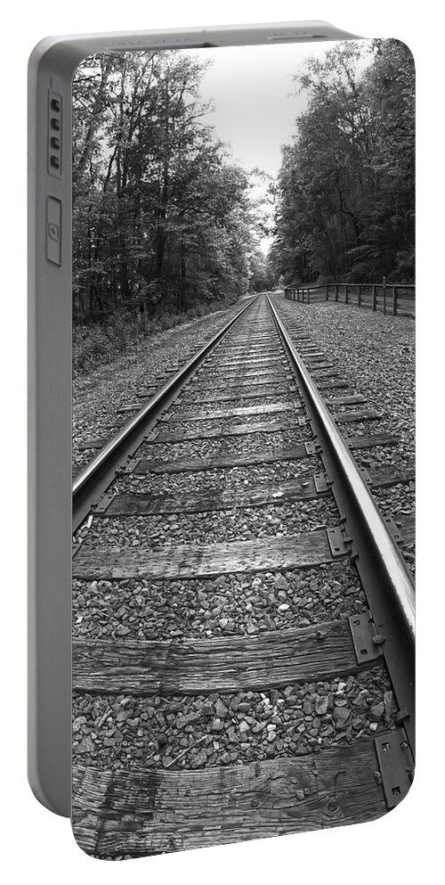 Train Portable Battery Charger featuring the photograph Tracks Through the Park by Dennis Lundell