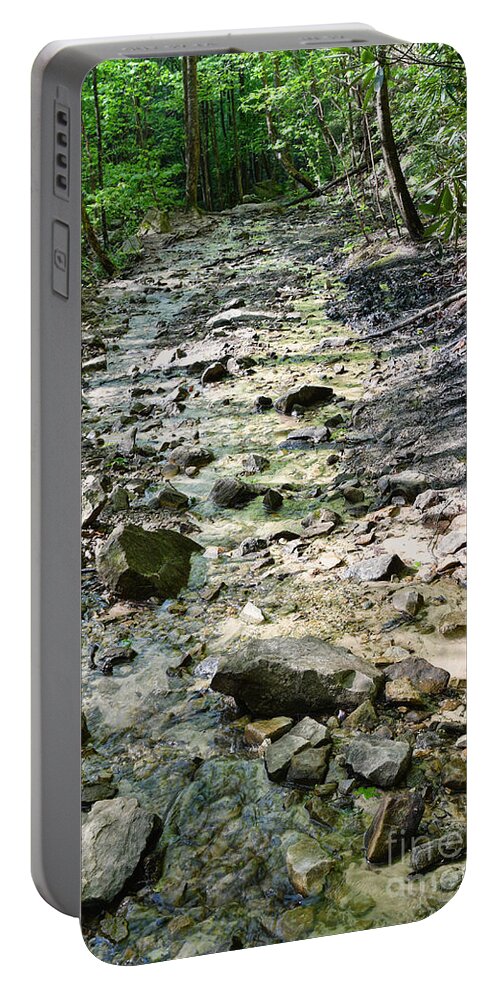 Trail Portable Battery Charger featuring the photograph Trail Is A Creek by Phil Perkins