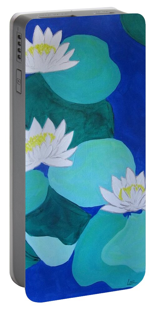 Water Lilies Portable Battery Charger featuring the painting Tranquility by Lorraine Centrella
