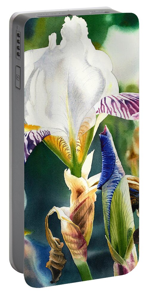 Iris Portable Battery Charger featuring the painting Translucent Iris by Espero Art