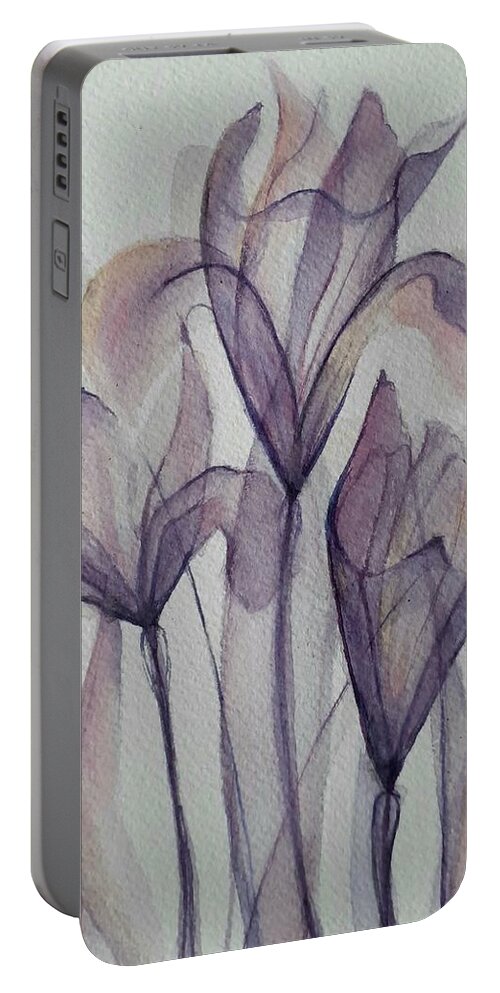 Purple Portable Battery Charger featuring the drawing Transparency in purple by Carolina Prieto Moreno