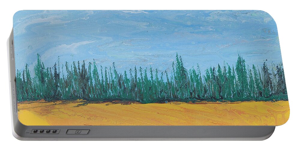 Landscape Portable Battery Charger featuring the painting Tree Line by Steve Shaw