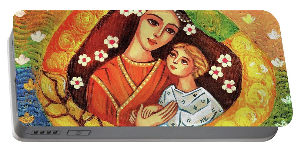Mother And Child Portable Battery Charger featuring the painting Tree of Life #2 by Eva Campbell