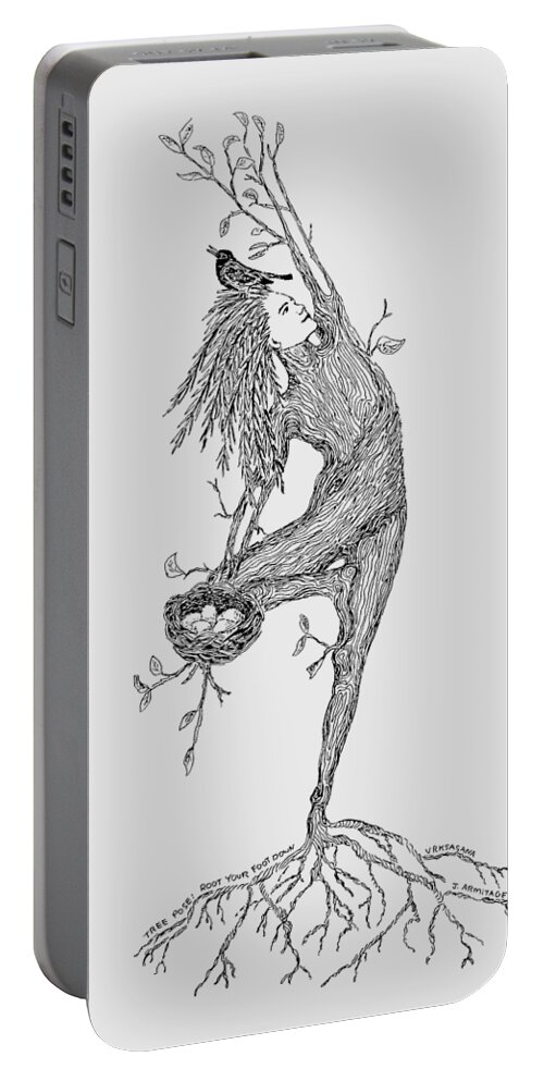 Tree Pose Portable Battery Charger featuring the painting Tree Pose Root Through Your Standing Foot by Jenny Armitage