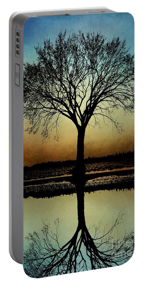 Tree Portable Battery Charger featuring the digital art Tree Silhouette Design 178 by Lucie Dumas