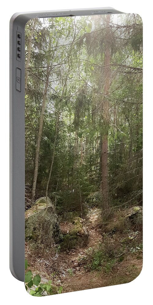 Trees Portable Battery Charger featuring the photograph Trees and Rocks by Elaine Berger