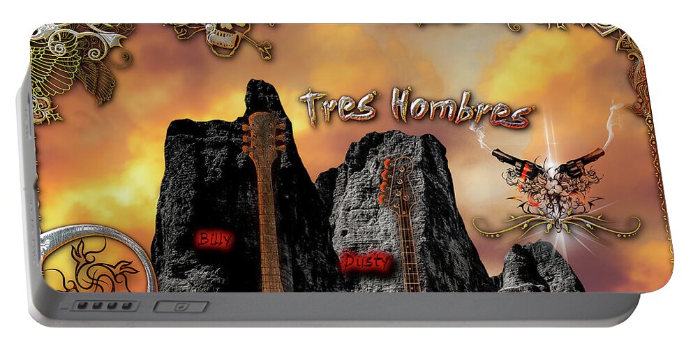 Tres Hombres Portable Battery Charger featuring the digital art Tres Hombres by Michael Damiani