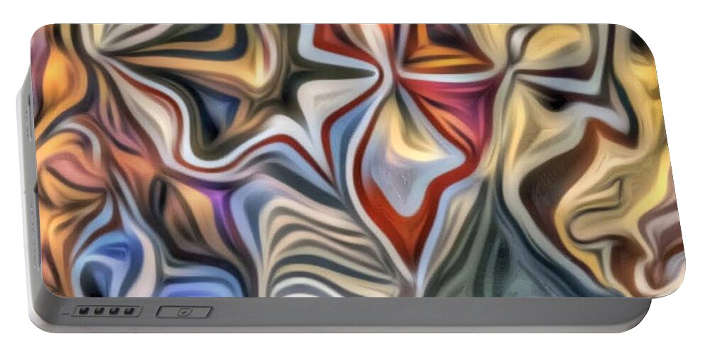 Abstract Art Portable Battery Charger featuring the digital art Triangulated by Kathie Chicoine
