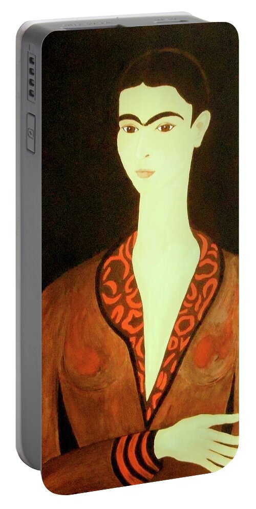 Woman Portable Battery Charger featuring the painting Tribute to Frida by Stephanie Moore
