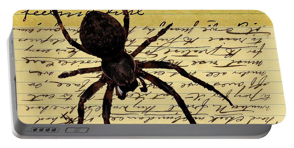 Spider Portable Battery Charger featuring the digital art Tricky Communications by Nancy Merkle