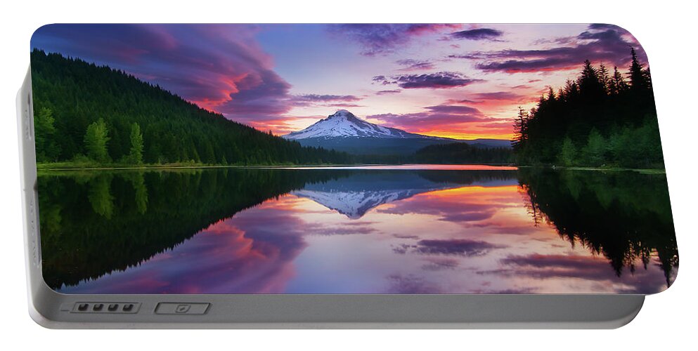 Trillium Lake Portable Battery Charger featuring the photograph Trillium Lake Sunrise by Darren White
