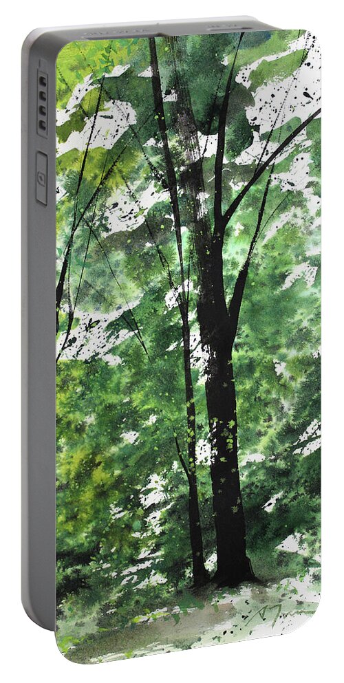 Triptych Portable Battery Charger featuring the painting Triptych March 2019 No.2 Right Pannel by Sumiyo Toribe