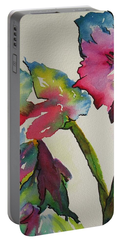 Flowers Portable Battery Charger featuring the painting Tropical Bliss by Dale Bernard