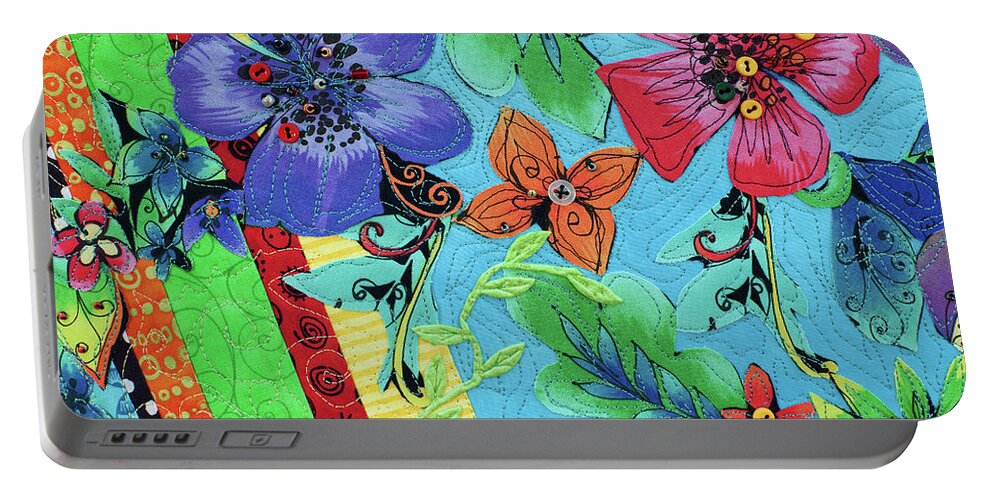 Tropical Breeze2 Portable Battery Charger featuring the mixed media Tropical Breeze 2 by Vivian Aumond
