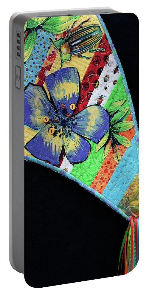 Fiber Art Portable Battery Charger featuring the mixed media Tropical Breeze 3 by Vivian Aumond