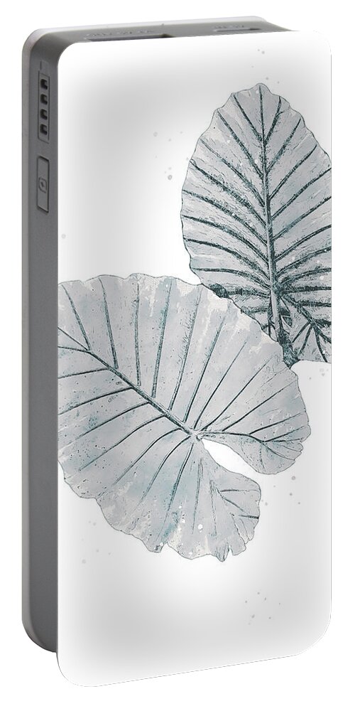 Palm Leaf Portable Battery Charger featuring the photograph Tropical Palm BW by Pamela Williams