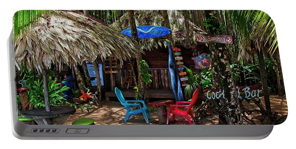 Landscape Portable Battery Charger featuring the photograph Tropical Tiki Bar by Robert McKinstry