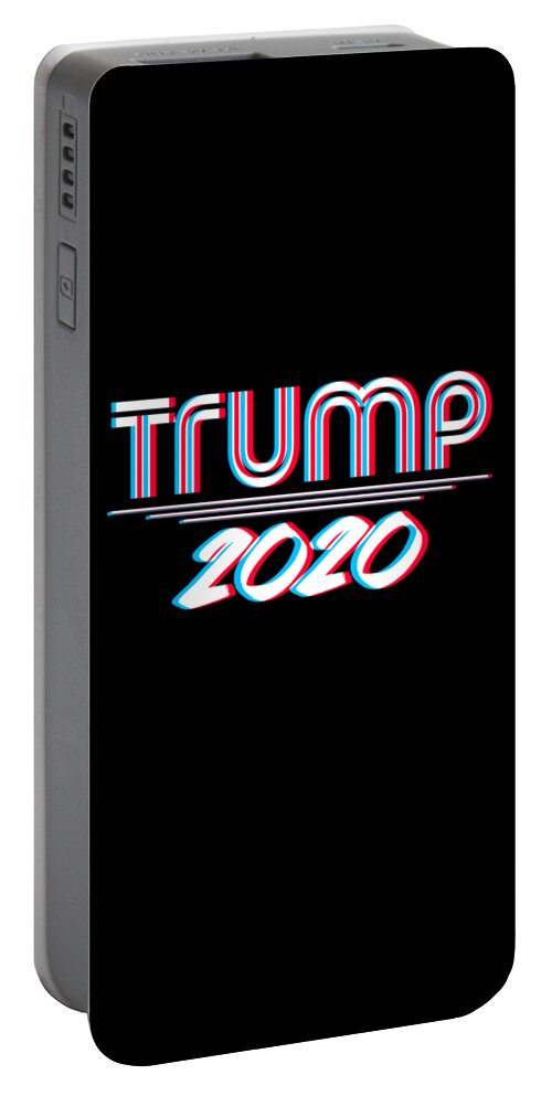Republican Portable Battery Charger featuring the digital art Trump 2020 3D Effect by Flippin Sweet Gear
