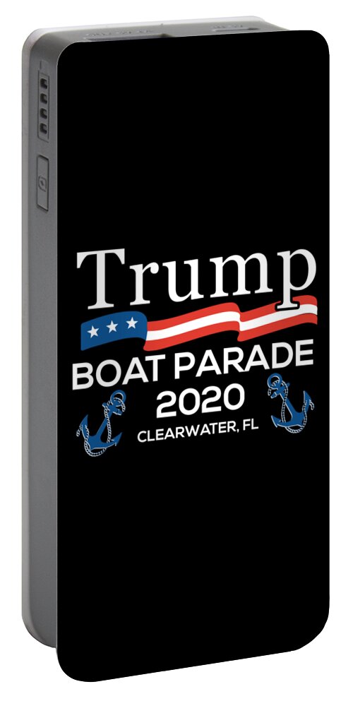 Cool Portable Battery Charger featuring the digital art Trump Boat Parade Clearwater FL 2020 by Flippin Sweet Gear