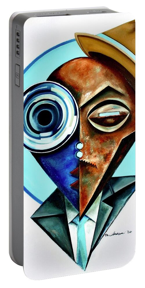 Jazz Portable Battery Charger featuring the painting Trumpet Modern Roayle by Martel Chapman
