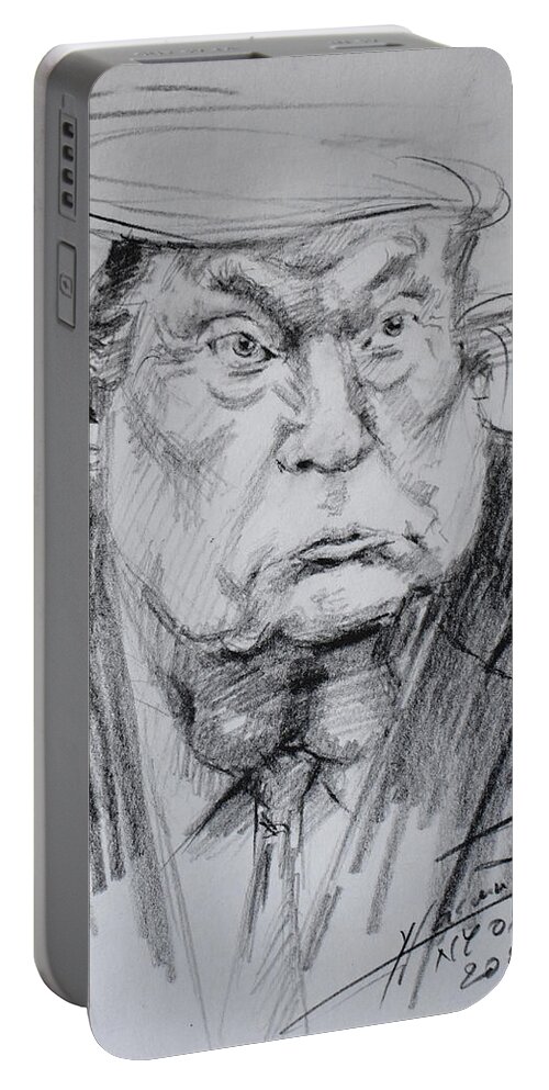 Trump Portable Battery Charger featuring the painting Trumpty Dumpty by Ylli Haruni