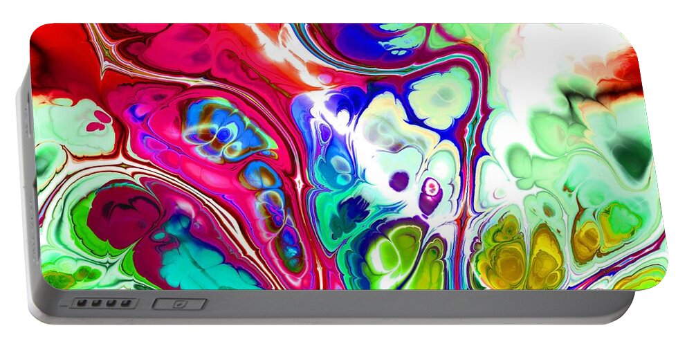 Colorful Portable Battery Charger featuring the digital art Tukiran - Funky Artistic Colorful Abstract Marble Fluid Digital Art by Sambel Pedes