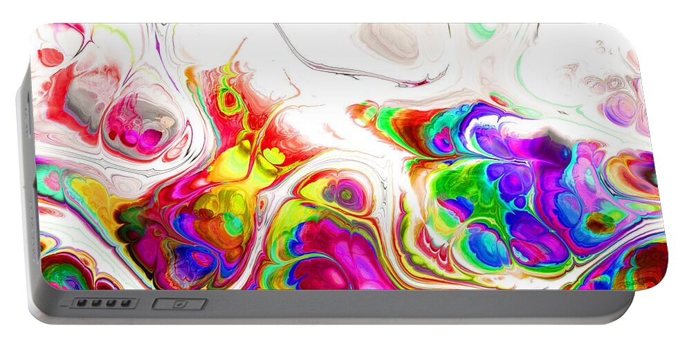 Colorful Portable Battery Charger featuring the digital art Tukiyem - Funky Artistic Colorful Abstract Marble Fluid Digital Art by Sambel Pedes