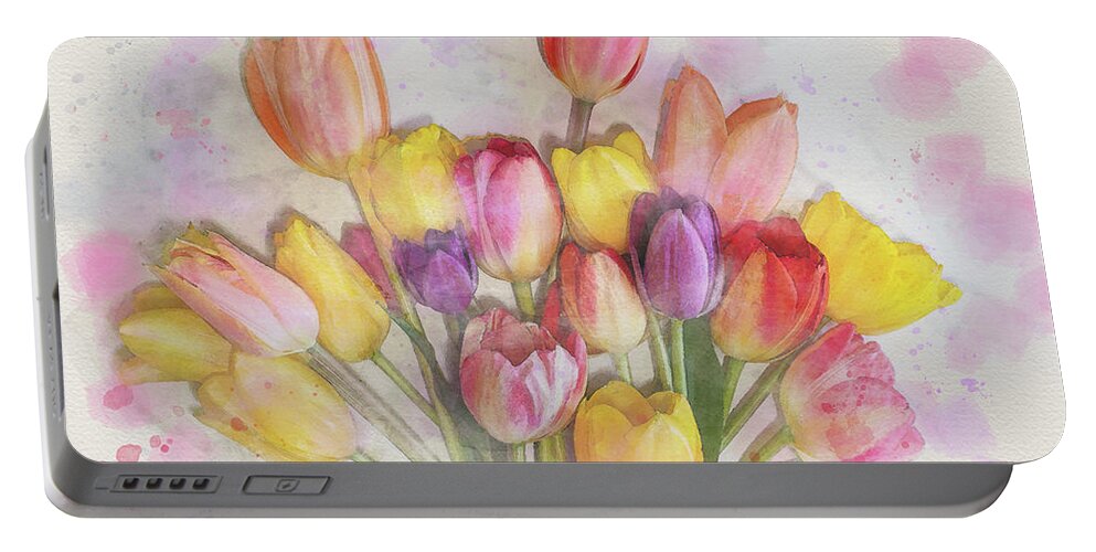 Tulips Portable Battery Charger featuring the photograph Tulip Bouquet by Rebecca Cozart