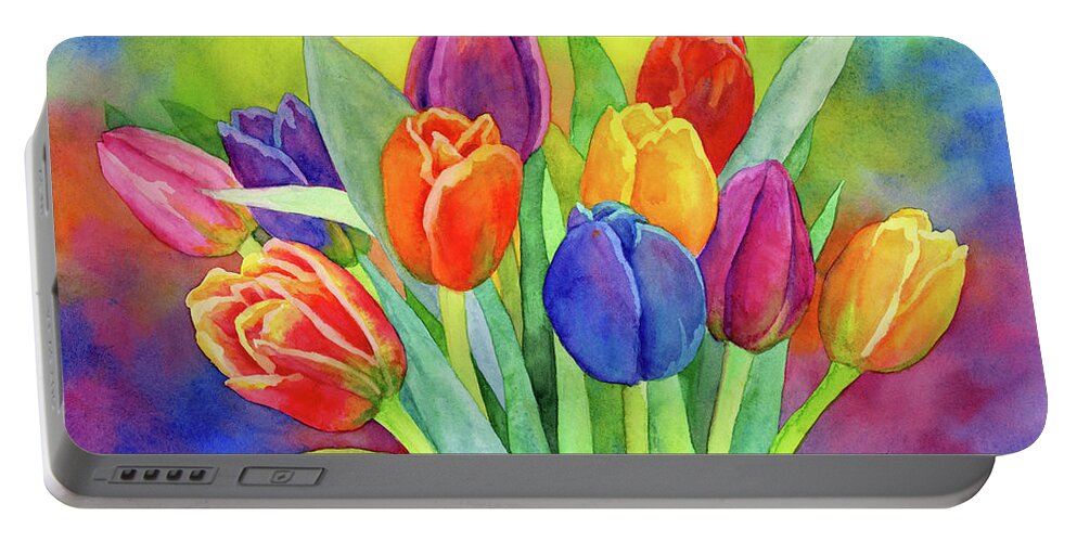 Tulip Portable Battery Charger featuring the painting Tulip Medley by Hailey E Herrera