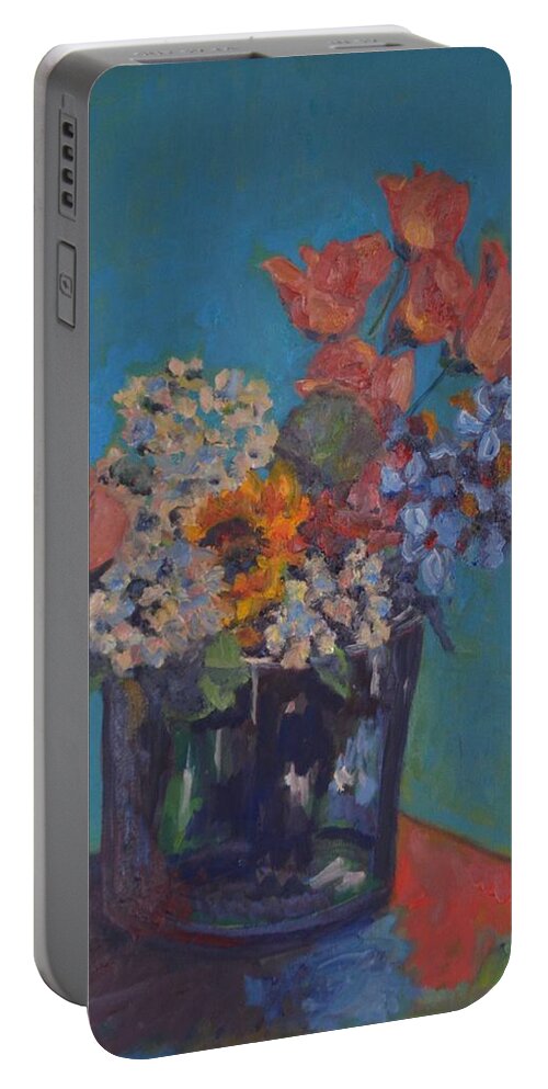 Plant Flowers Tulips Still Life Portable Battery Charger featuring the painting Tulips by Beth Riso