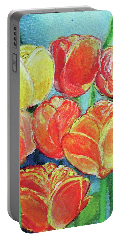 Tulips Portable Battery Charger featuring the painting Tulips In The Sunshine by Ashleigh Dyan Bayer