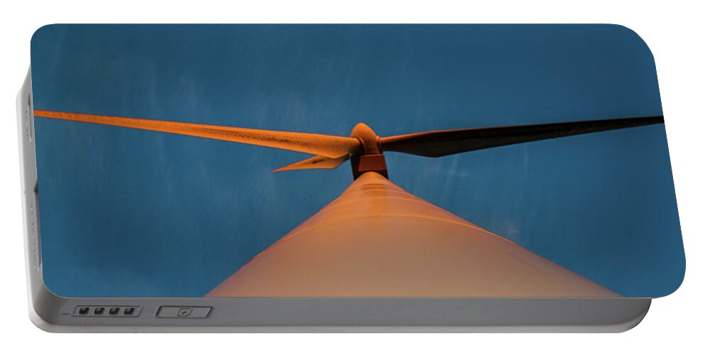 Turbine Portable Battery Charger featuring the photograph Turbine blades at Sunset by Max Blinkhorn