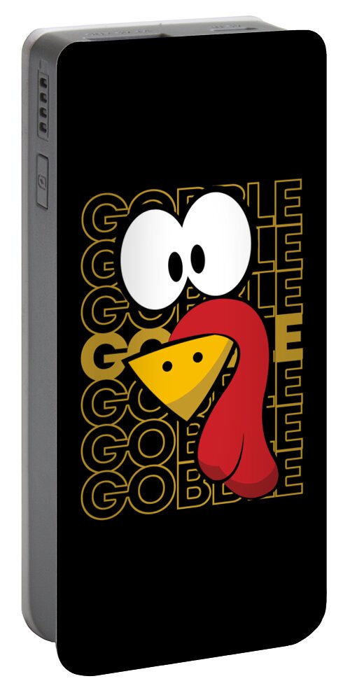 Thanksgiving 2023 Portable Battery Charger featuring the digital art Turkey Face Gobble Gobble by Flippin Sweet Gear