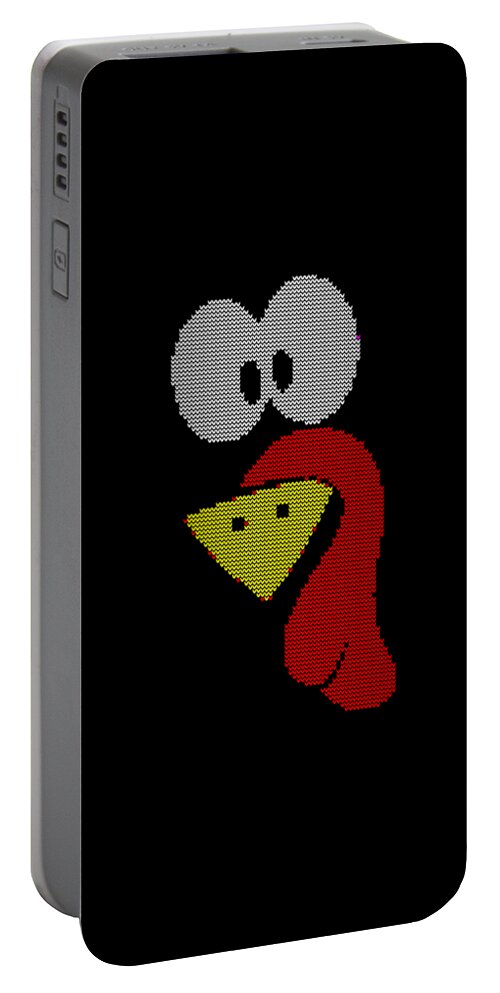 Thanksgiving 2023 Portable Battery Charger featuring the digital art Turkey Face Ugly Christas Sweater by Flippin Sweet Gear