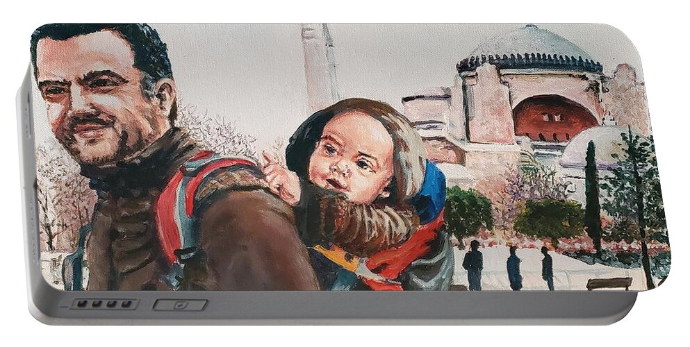 Turkey Portable Battery Charger featuring the painting Turkish Tourist by Merana Cadorette