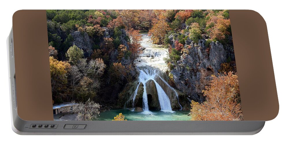 Nature Portable Battery Charger featuring the photograph Turner Falls Waterfall in Fall by Sheila Brown