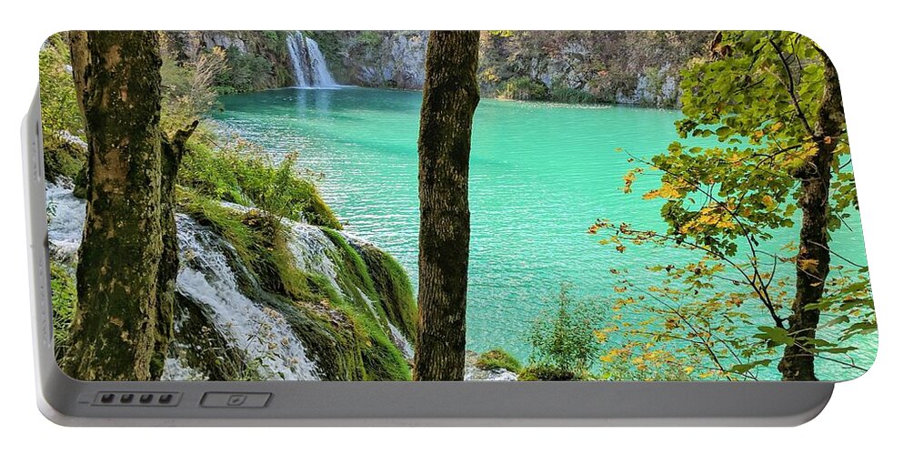 Plitvice Lakes Portable Battery Charger featuring the photograph Turquoise Beauty In The Woods by Yvonne Jasinski