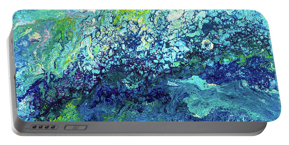 Turquoise Portable Battery Charger featuring the painting Turquoise Flow by Maria Meester